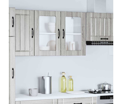 Armario pared cocina puerta de cristal Lucca sonoma gris