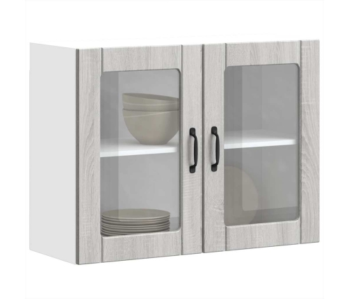 Armario pared cocina puerta de cristal Lucca sonoma gris