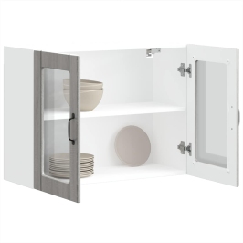 Armario pared cocina puerta de cristal Lucca sonoma gris