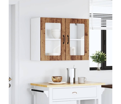 Armario pared cocina puerta de cristal Lucca madera vieja