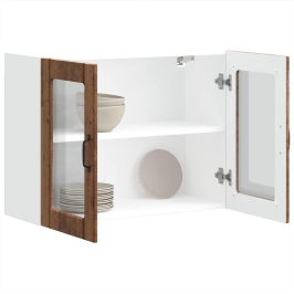 Armario pared cocina puerta de cristal Lucca madera vieja