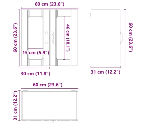 Armario pared cocina puerta de cristal Lucca negra