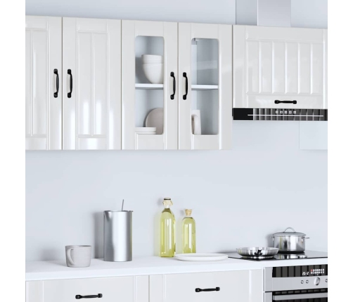 Armario pared cocina puerta cristal Lucca blanca alto brillo