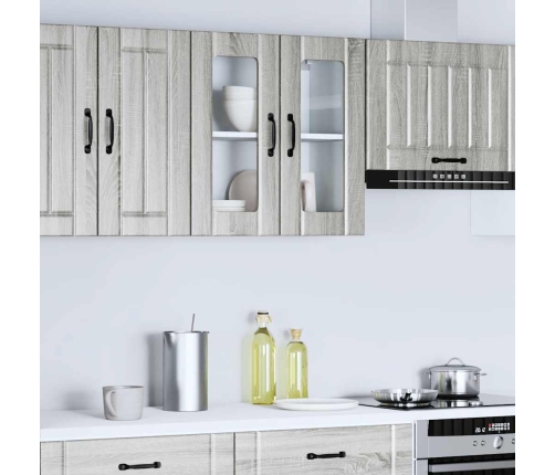 Armario pared cocina puerta de cristal Lucca sonoma gris