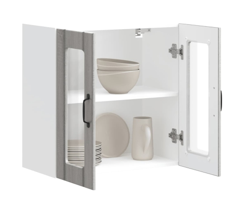 Armario pared cocina puerta de cristal Lucca sonoma gris