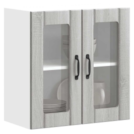 Armario pared cocina puerta de cristal Lucca sonoma gris