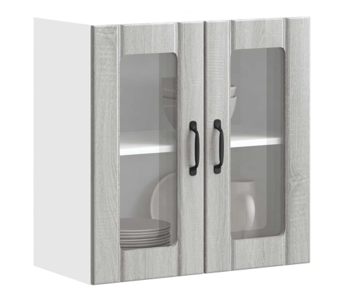 Armario pared cocina puerta de cristal Lucca sonoma gris