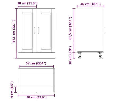 Mueble bajo de cocina porto gris cemento madera reconstituida