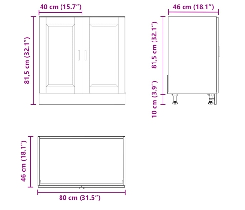 Mueble bajo fregadero Porto blanco 80x46x81,5cm madera diseñada