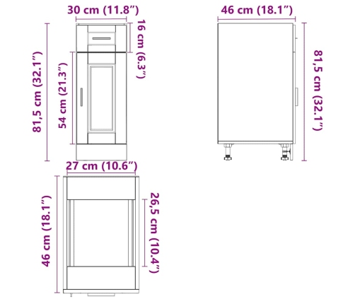 Mueble bajo de cocina porto gris sonoma madera reconstituida