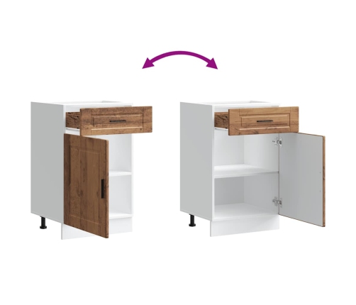 Mueble bajo de cocina porto madera vieja madera reconstituida