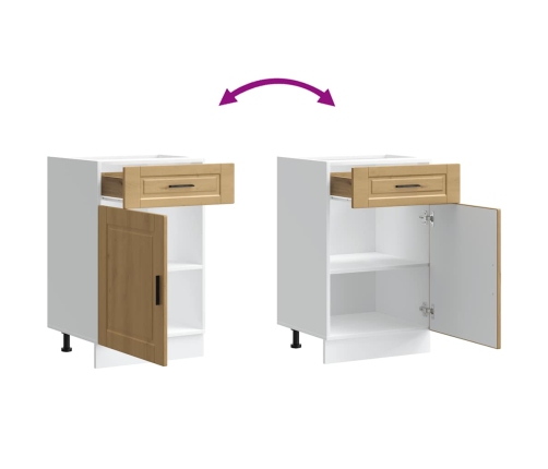 Mueble bajo de cocina porto roble artesano madera reconstituida