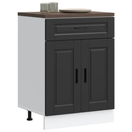 Mueble bajo de cocina Porto madera contrachapada negro