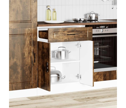 Mueble bajo de cocina porto roble ahumado madera reconstituida