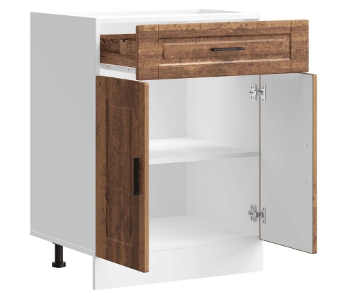 Mueble bajo de cocina porto madera vieja madera reconstituida