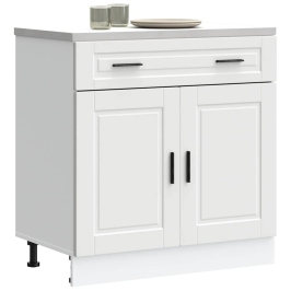 Mueble bajo de cocina Porto madera contrachapada blanca