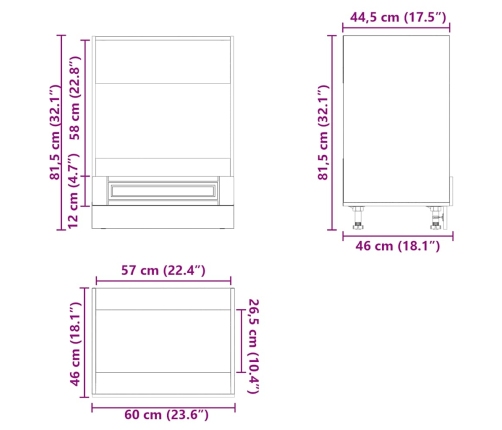 Mueble de horno Porto gris hormigón madera reconstituida