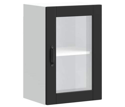 Armario de pared para cocina con puerta de cristal Porto negro