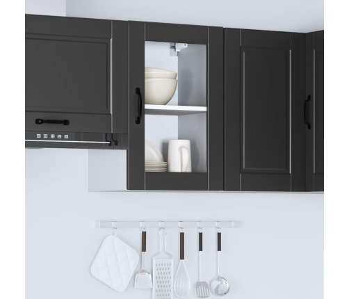 Armario de pared para cocina con puerta de cristal Porto negro