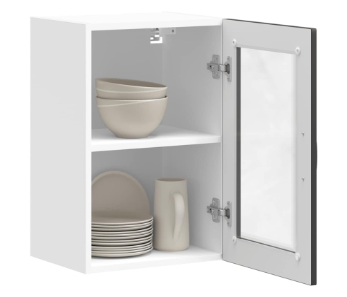 Armario de pared para cocina con puerta de cristal Porto negro