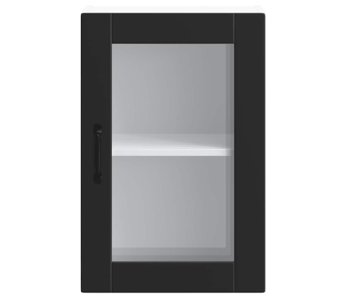 Armario de pared para cocina con puerta de cristal Porto negro