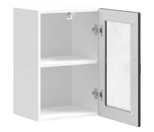 Armario de pared para cocina con puerta de cristal Porto negro