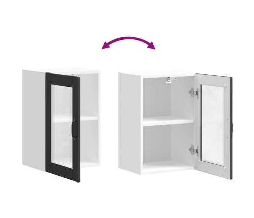 Armario de pared para cocina con puerta de cristal Porto negro