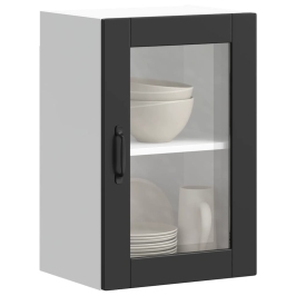 Armario de pared para cocina con puerta de cristal Porto negro