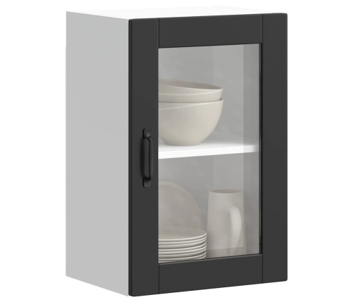 Armario de pared para cocina con puerta de cristal Porto negro