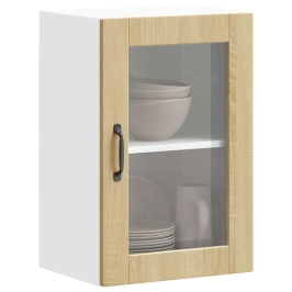 Armario de pared para cocina puerta cristal Porto roble sonoma