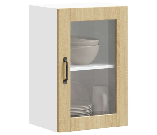 Armario de pared para cocina puerta cristal Porto roble sonoma