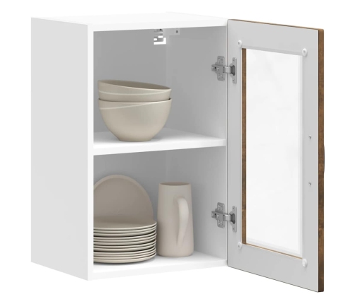 Armario de pared para cocina puerta cristal Porto roble ahumado