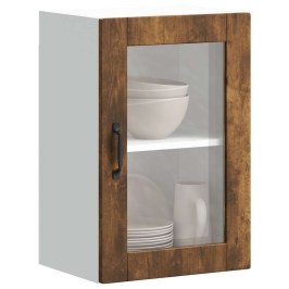 Armario de pared para cocina puerta cristal Porto roble ahumado