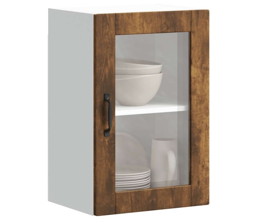 Armario de pared para cocina puerta cristal Porto roble ahumado