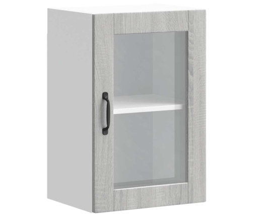 Armario de pared para cocina puerta cristal Porto gris sonoma