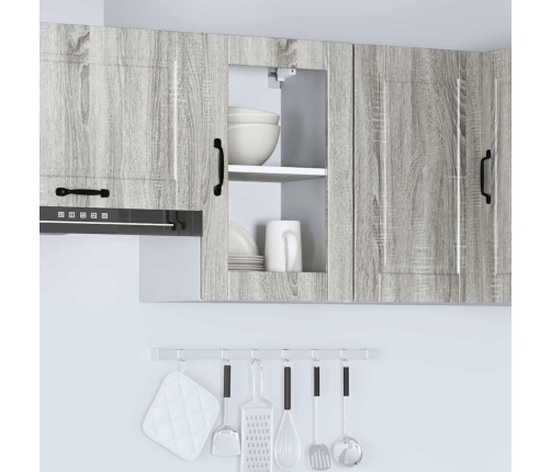 Armario de pared para cocina puerta cristal Porto gris sonoma