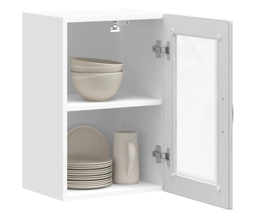 Armario de pared para cocina puerta cristal Porto gris sonoma