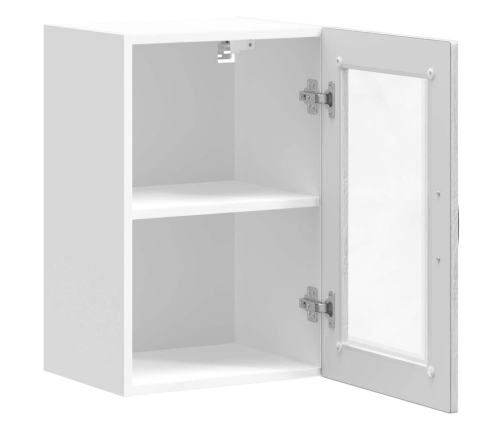 Armario de pared para cocina puerta cristal Porto gris sonoma