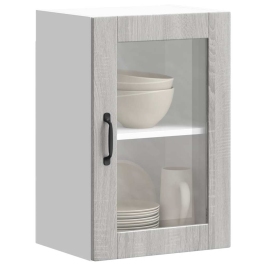 Armario de pared para cocina puerta cristal Porto gris sonoma