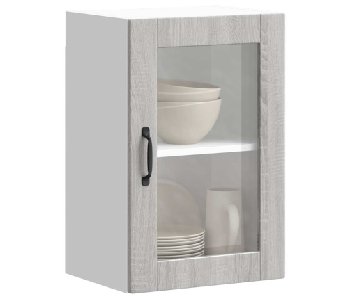 Armario de pared para cocina puerta cristal Porto gris sonoma