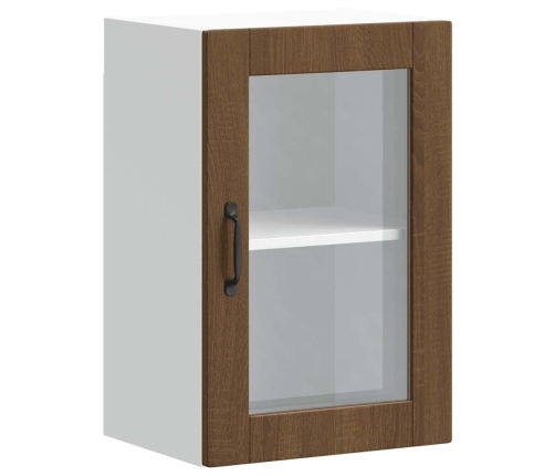 Armario de pared para cocina puerta cristal Porto roble marrón