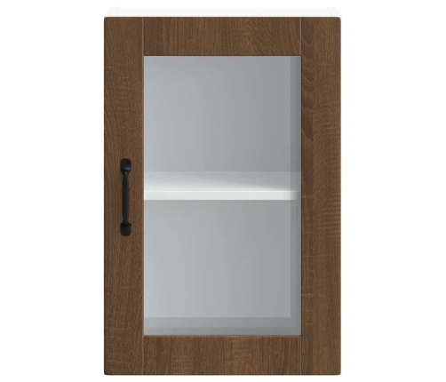 Armario de pared para cocina puerta cristal Porto roble marrón