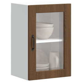 Armario de pared para cocina puerta cristal Porto roble marrón