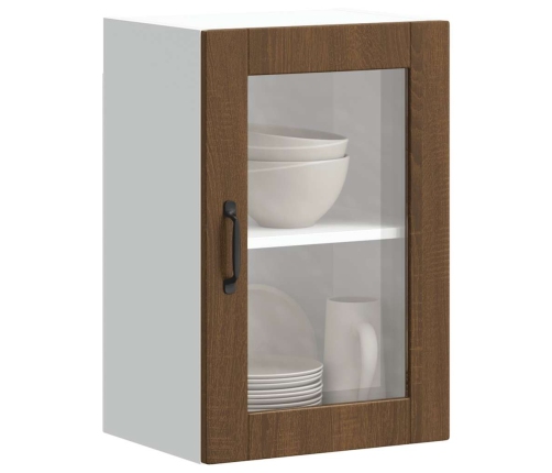 Armario de pared para cocina puerta cristal Porto roble marrón