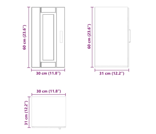 Mueble de pared de cocina Porto madera contrachapada negra