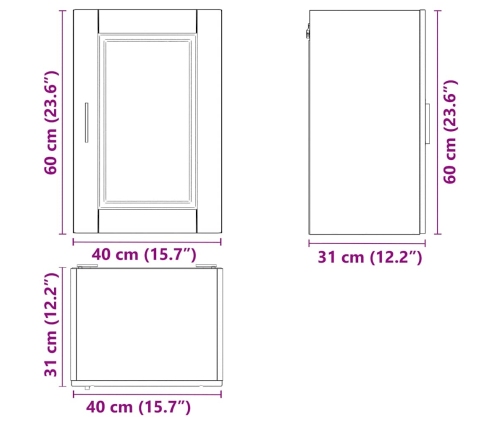 Armario de pared para cocina Porto madera de ingeniería blanca