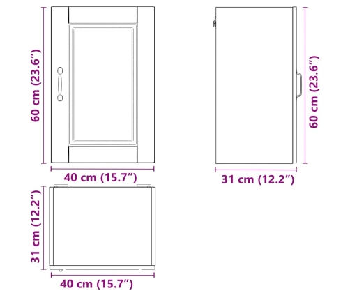 Mueble de pared de cocina Porto madera contrachapada negra