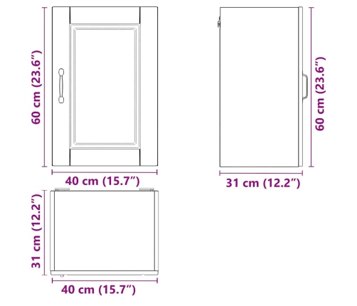 Armario de pared de cocina Porto gris sonoma madera ingeniería