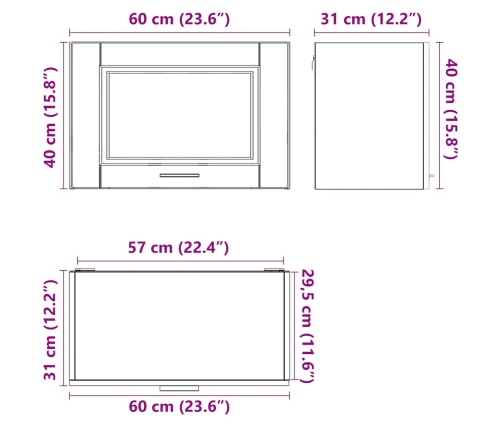 Mueble de pared de cocina Porto madera contrachapada negra