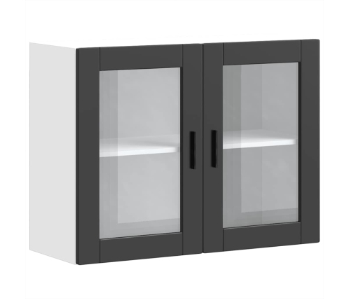 Armario de pared para cocina con puerta de cristal Porto negro